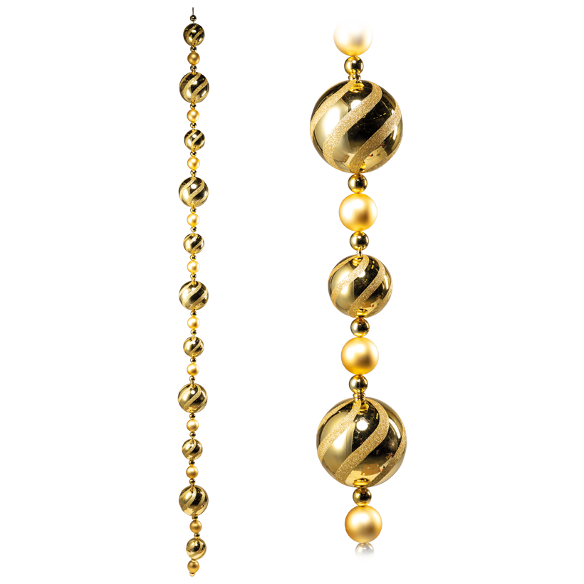 Guirlande de boules de Noël, avec 45 boules, 270cm Ø 3/6/10/14cm en plastique, brillants/mats/avec bandes scintillantes
