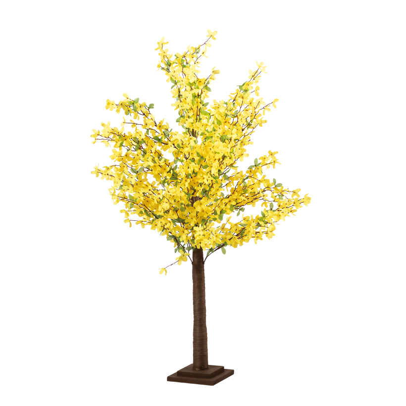 Forsythienbaum, 120cm Holzfufl: 17x17x3cm aus Kunststoff/Kunstseide/Holz Forsythienbaum, 120cm Holzfufl: 17x17x3cm aus Kunststoff/Kunstseide/Holz