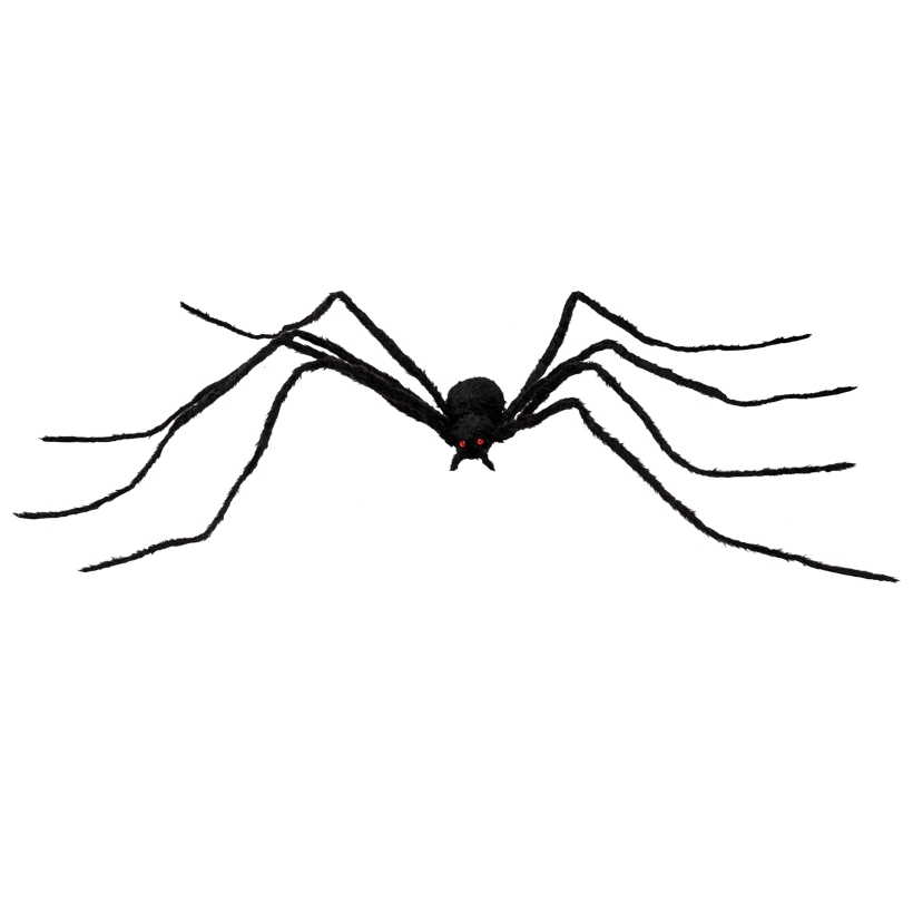 Spinne, biegsam, 150x37cm aus Styropor und Stoff, Augen blinken rot, 3x LR44 AG13 Batterien nötig