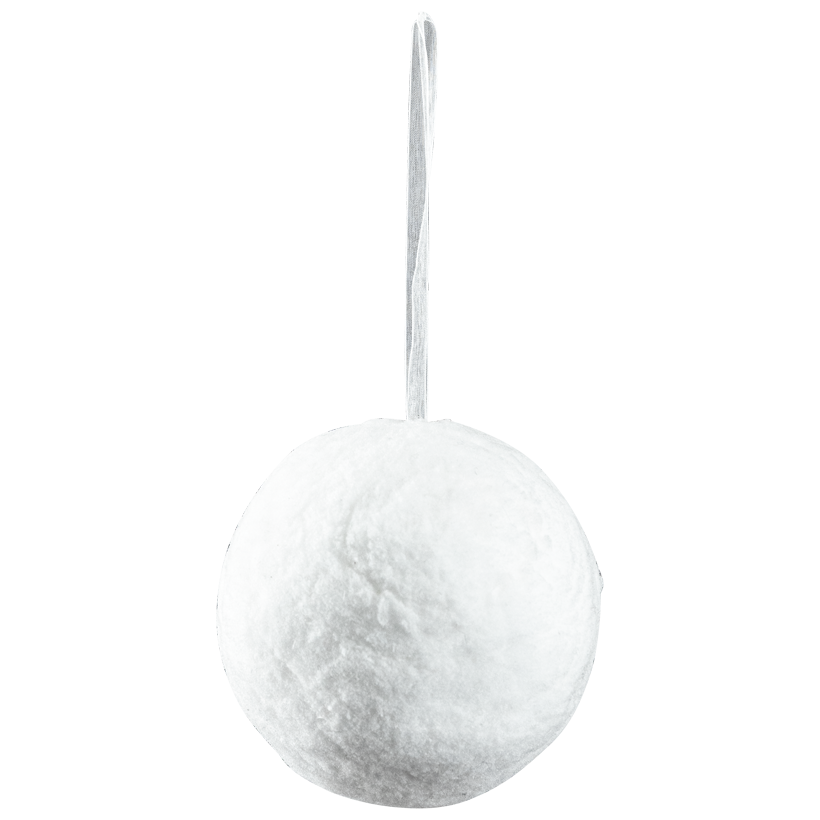Boule de neige, Ø 10cm en polystyrène et ouate, avec suspension