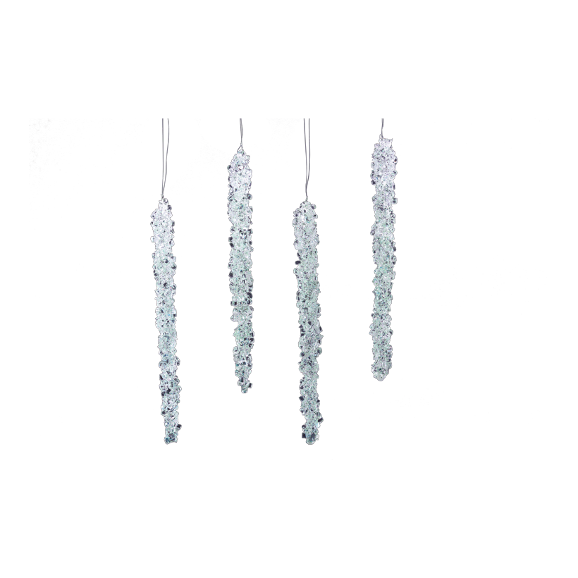 Eiszapfen, 15cm 0 im 4-er Set, aus Kunststoff, mit Hänger