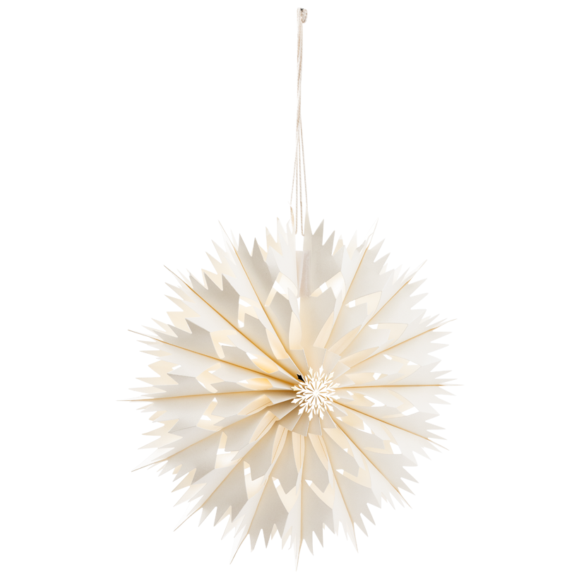 Schneeflocke, mit Metallstern, Ø 40cm aus Papier, faltbar, mit Kordel und Klettverschluss