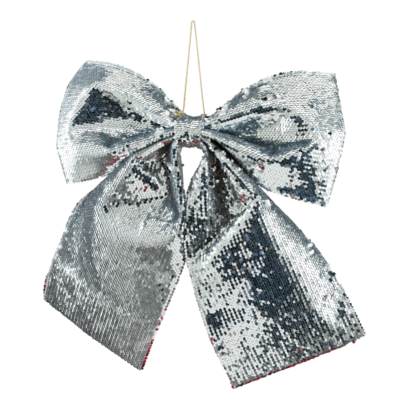 Schleife mit Pailletten, 50x45cm aus Stoff, mit Hänger