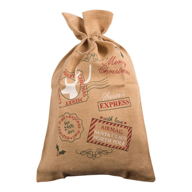 Jute-Geschenksack, 80x50cm Santa Express, bedruckt, zum Schnüren Jute-Geschenksack, 80x50cm Santa Express, bedruckt, zum Schnüren