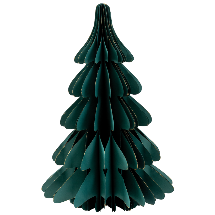 Tannenbaum, faltbar, 60cm Ø 40cm aus Papier, selbststehend, mit goldenem Glitterrand