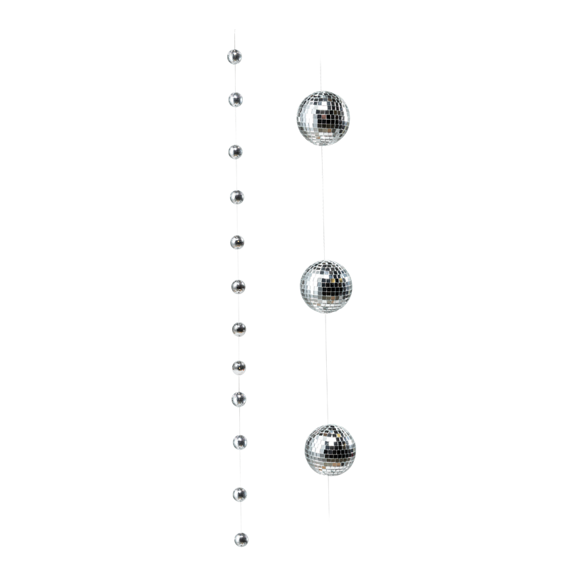 Guirlande de boules miroir, 180cm en polystyrène et plaquettes miroir, avec 12 boules de Ø 5cm