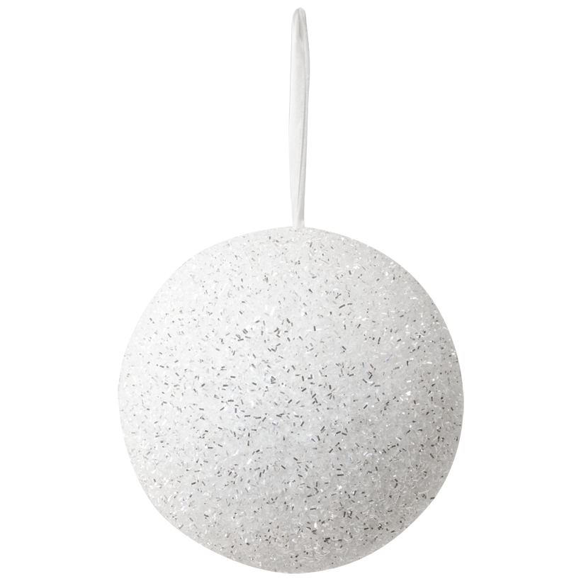 Boule, avec paillettes, 20cm en polystyrène, avec suspension