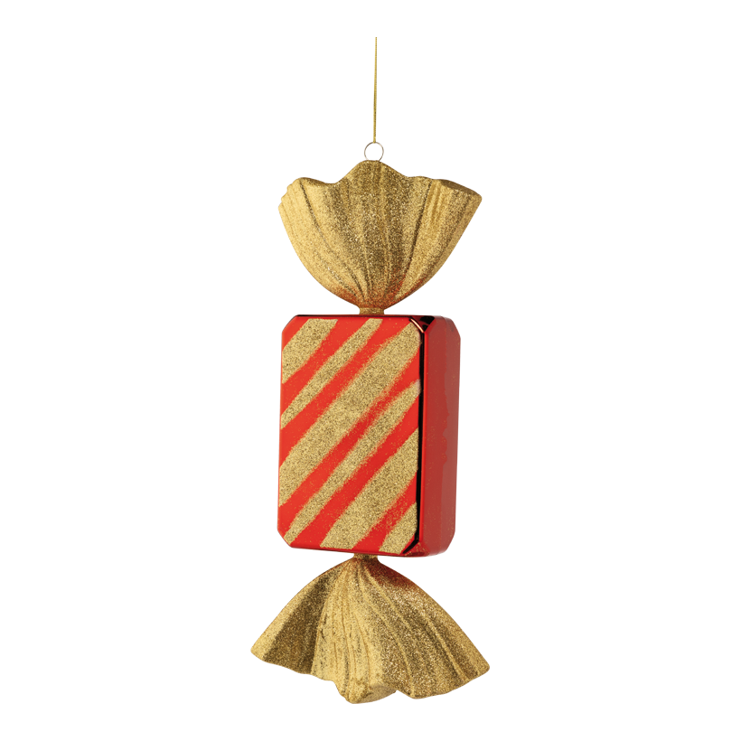 Bonbon, 45cm aus Kunststoff, rechteckig, beglittert, mit Hänger