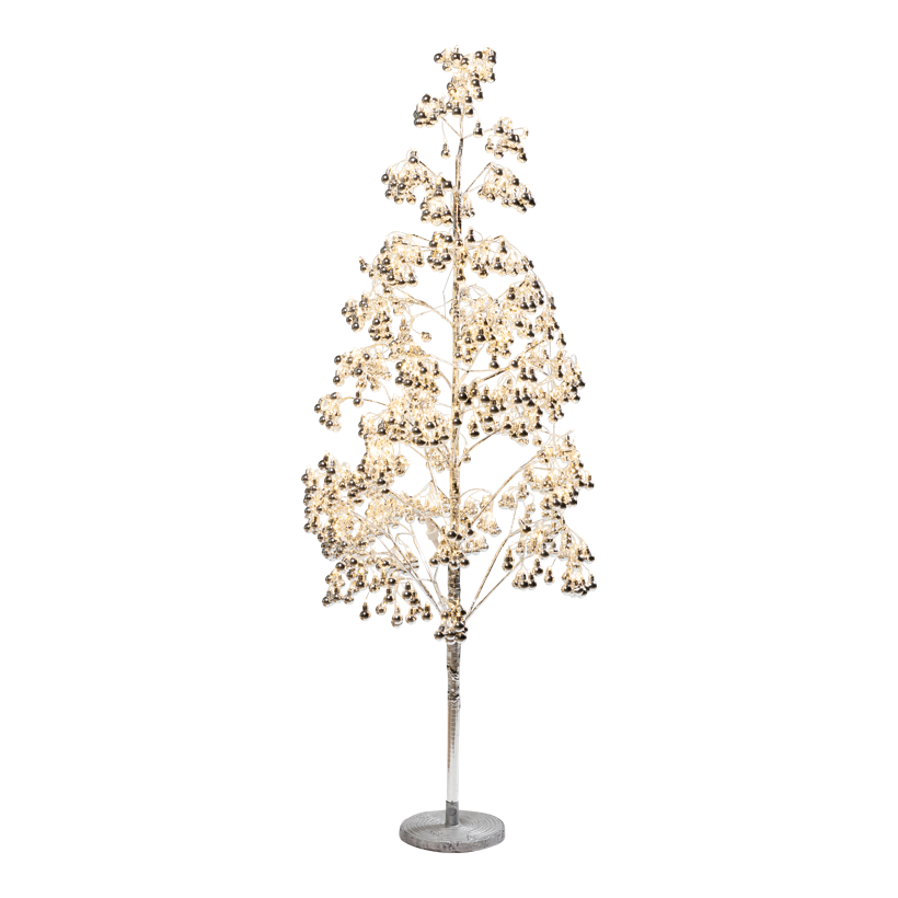 Baum mit Weihnachtskugeln, 150cm Standfuß: ø 20,5cm mit 800 LEDs, 3-teilig, aus Kunststoff, Weihnachtskugeln ø 2cm, mit 5m IP44 Stecker