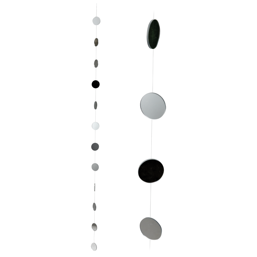 Spiegelkette, rund, 180cm aus Styropor und Spiegelplättchen, mit 12 Spiegeln in Ø 6cm