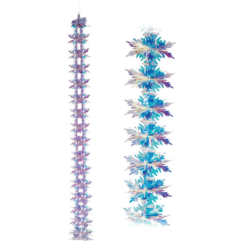 Eiskristallgirlande, 180cm Ø 16cm aus Folie, holografisch, faltbar
