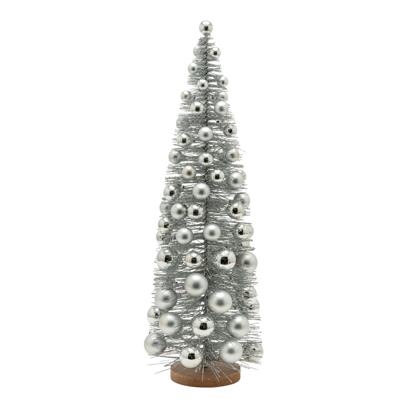 Tannenbaum mit Weihnachtskugeln, 60cm Standfuß: Ø 12cm 0 aus Kunststoff, beglittert