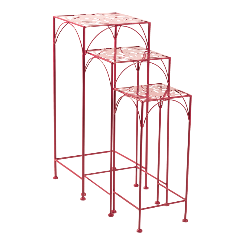 Warenpräsenter, A: 67x28x28cm, B: 57x24x24cm, C: 47x20x20cm 3-er Set, aus Metall