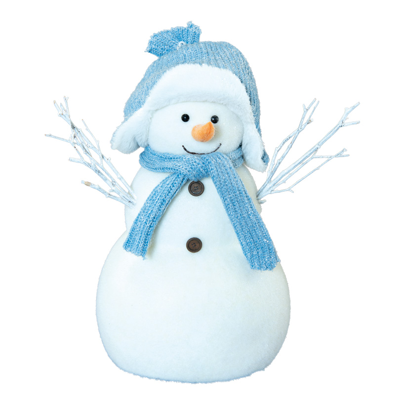 Bonhomme de neige, 69x39x16cm en polystyrène/tissu/bois